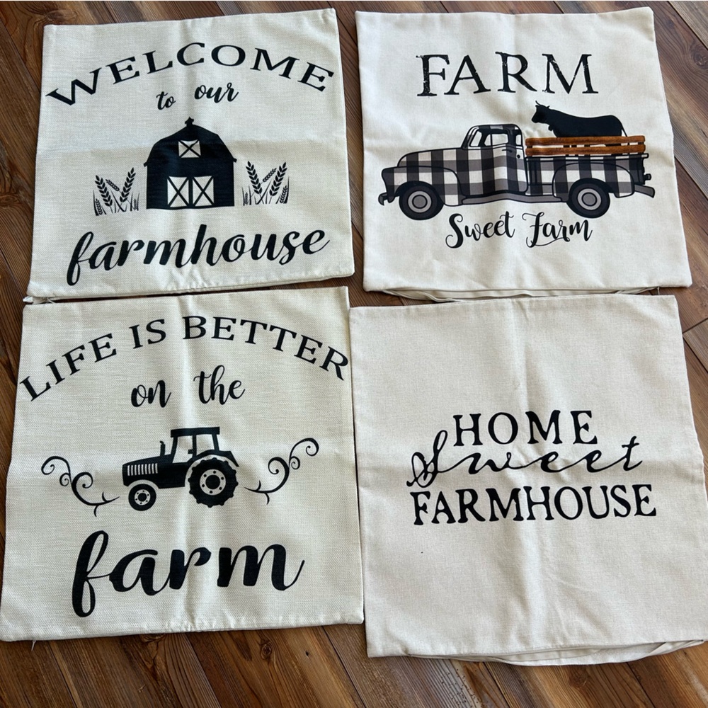 Farmhouse Style Cushion Covers Set - Cream